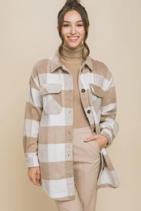 Khaki Plaid Bust Pocket Shacket