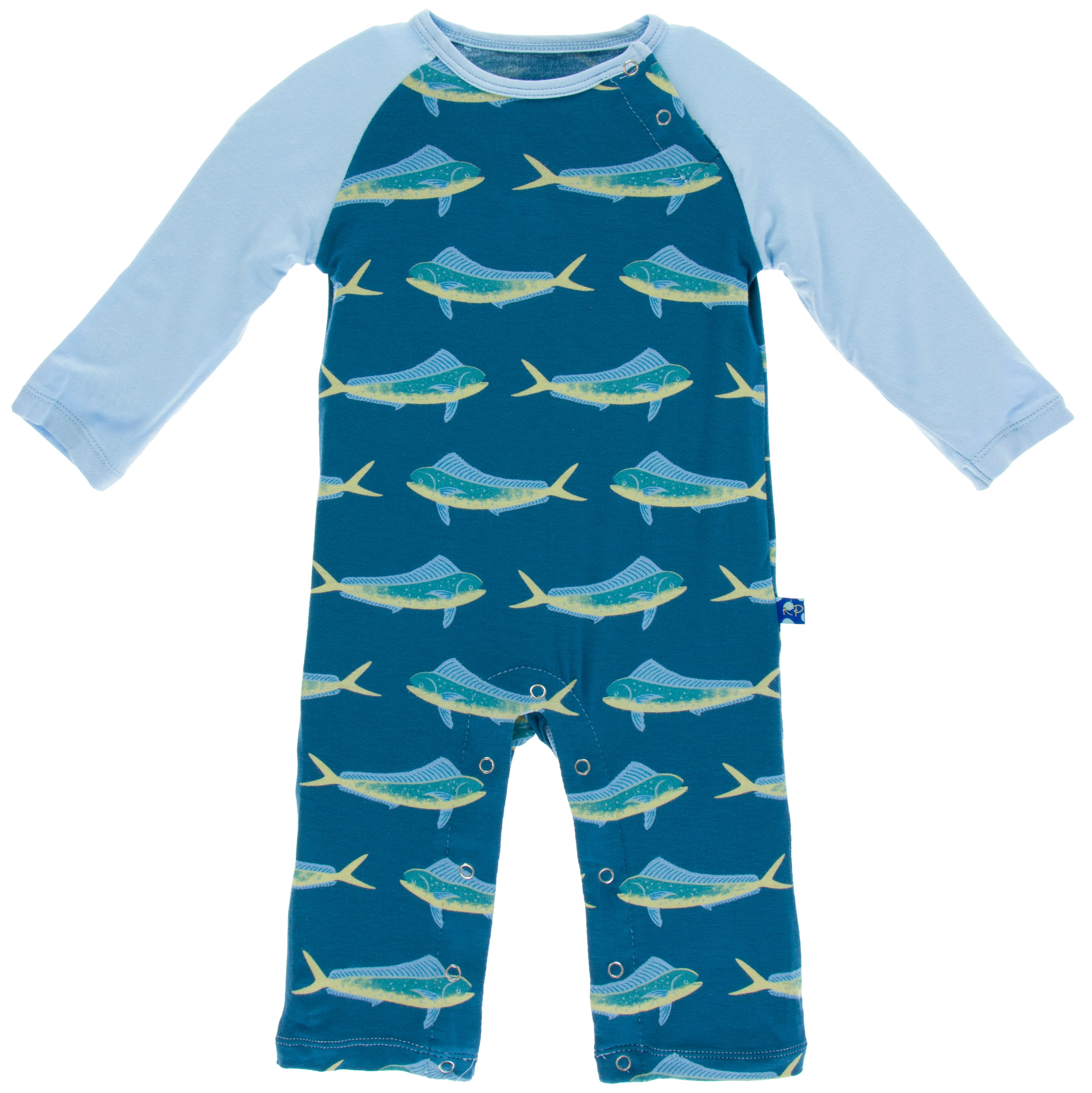 KicKee Pants Twilight Dolphin Fish Long Sleeve Raglan Romper