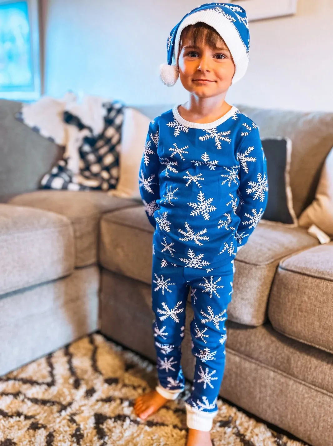 Kids' Organic Holiday PJ & Cap Set