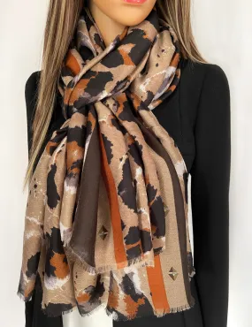 LARGE BEIGE CAMEO LEOPARD PRINT SCARF