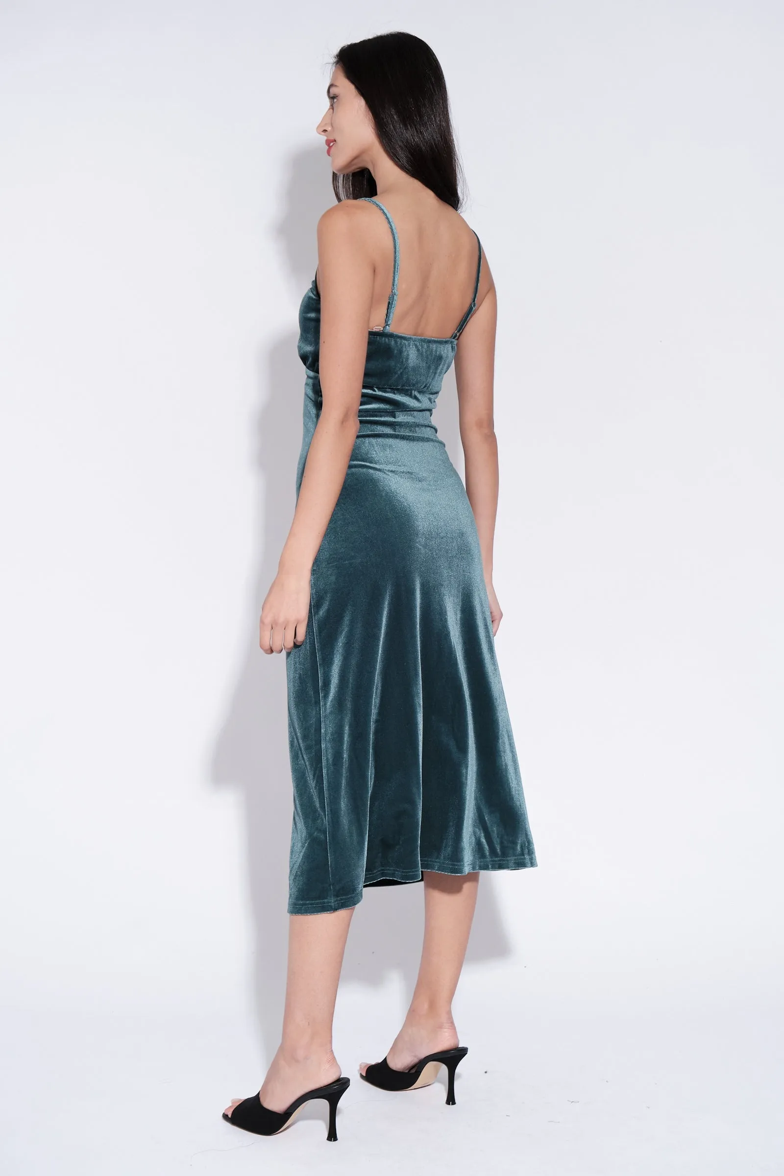 Lexa Velvet Slip Dress Teal