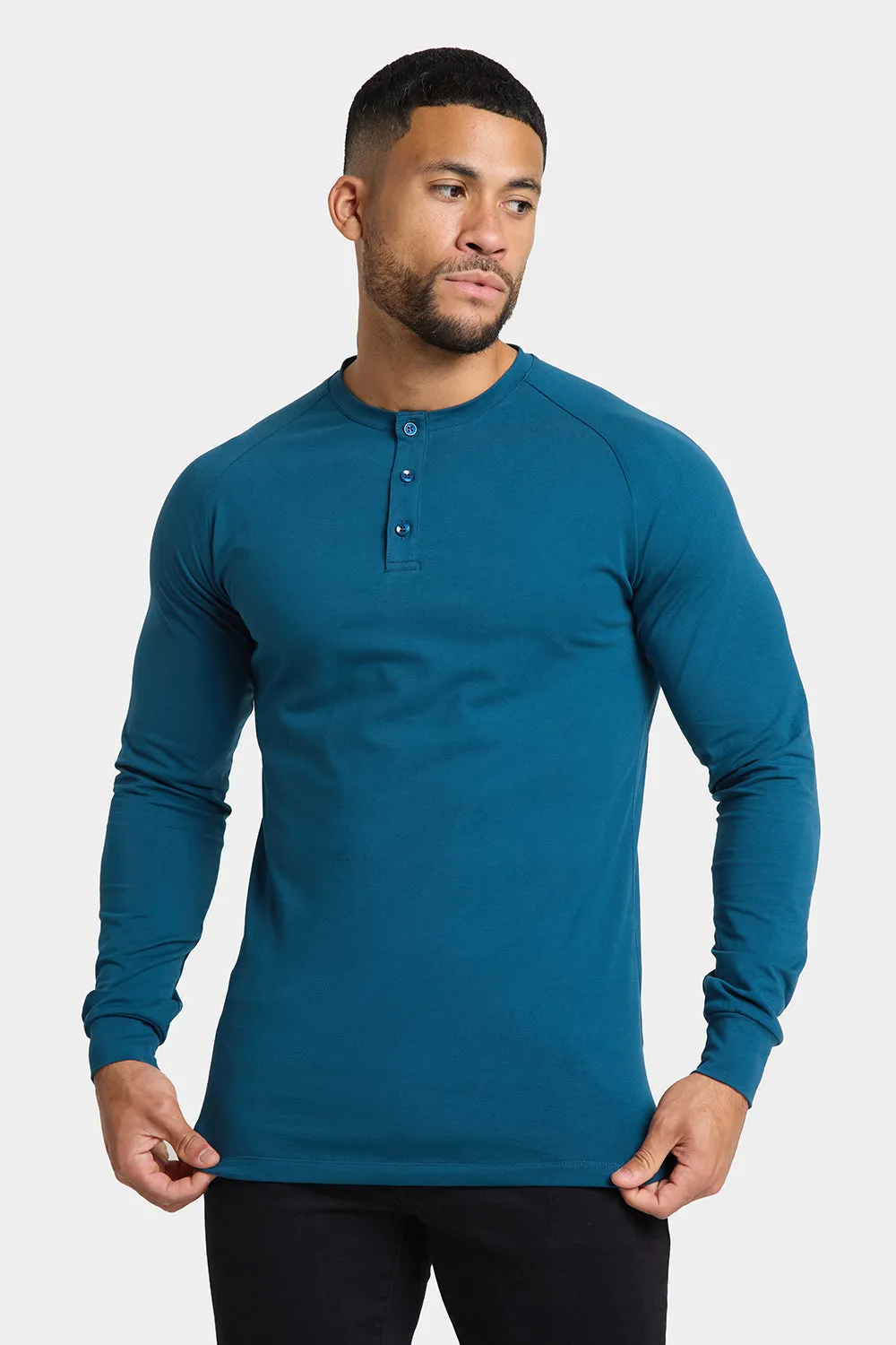 Long Sleeve Everyday Henley T-Shirt in Teal