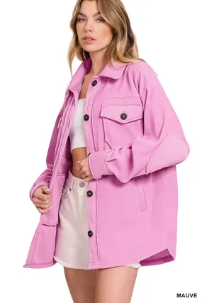 Mauve Oversized Basic Fleece Shacket