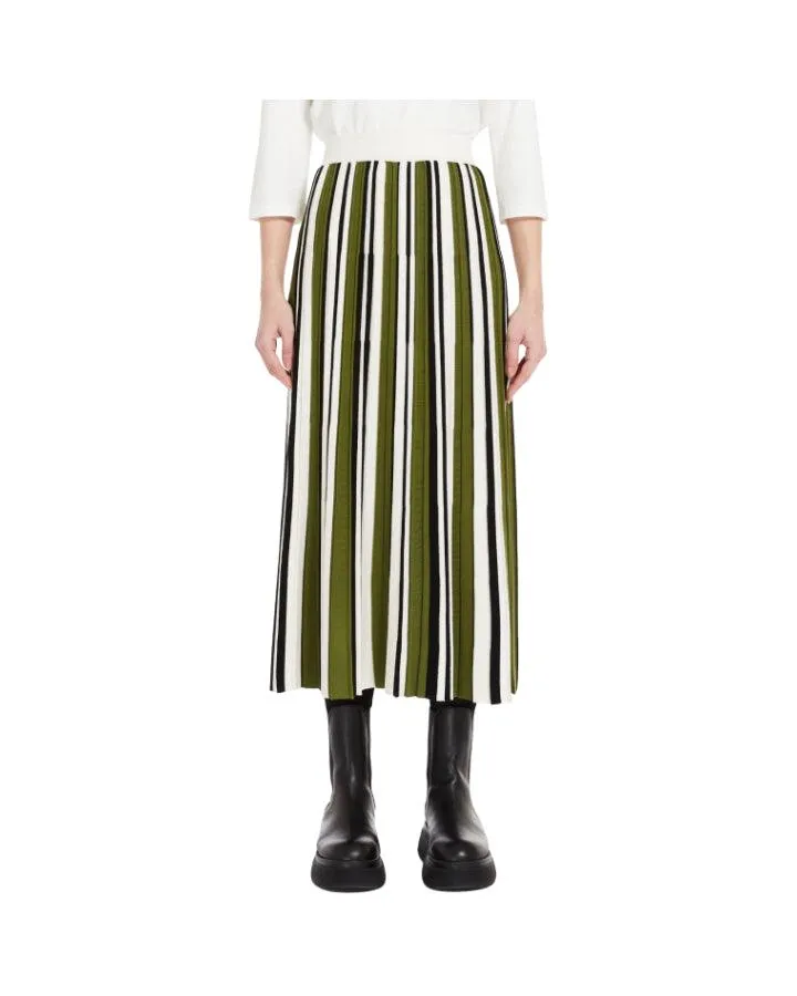 Max Mara Editta Pleated Stripe Knit Skirt