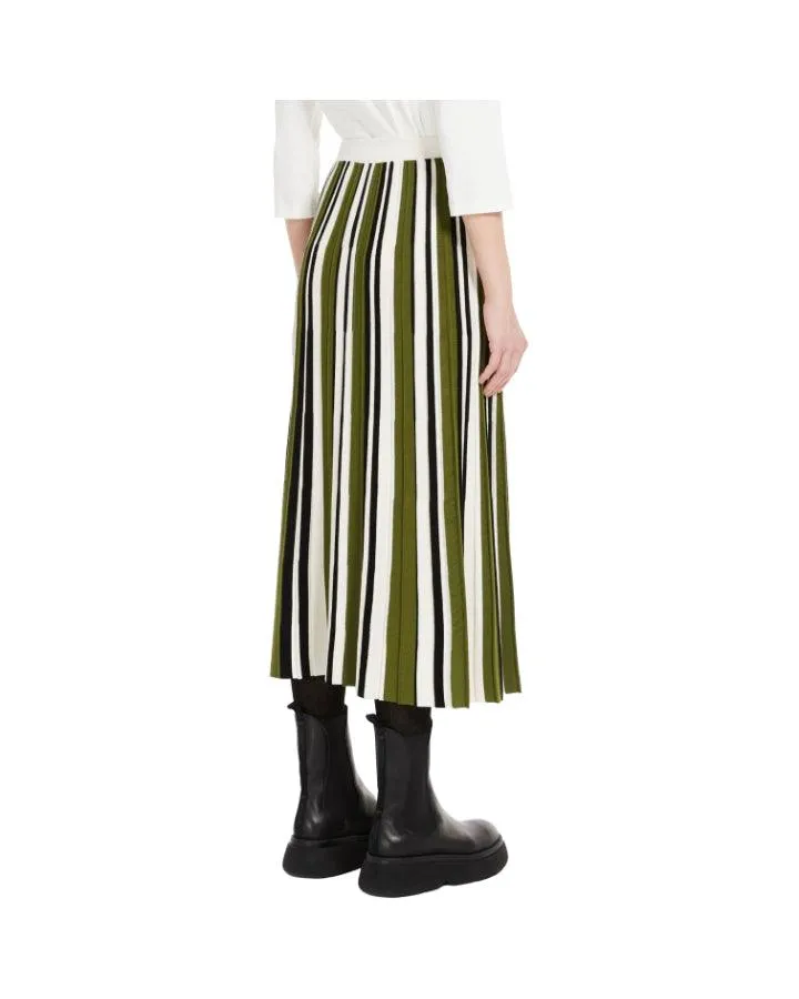 Max Mara Editta Pleated Stripe Knit Skirt