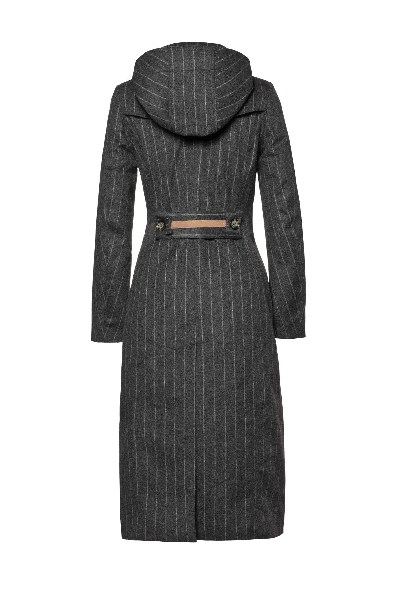 Maxi double breasted wrapcoat - Grey Wool Stripe