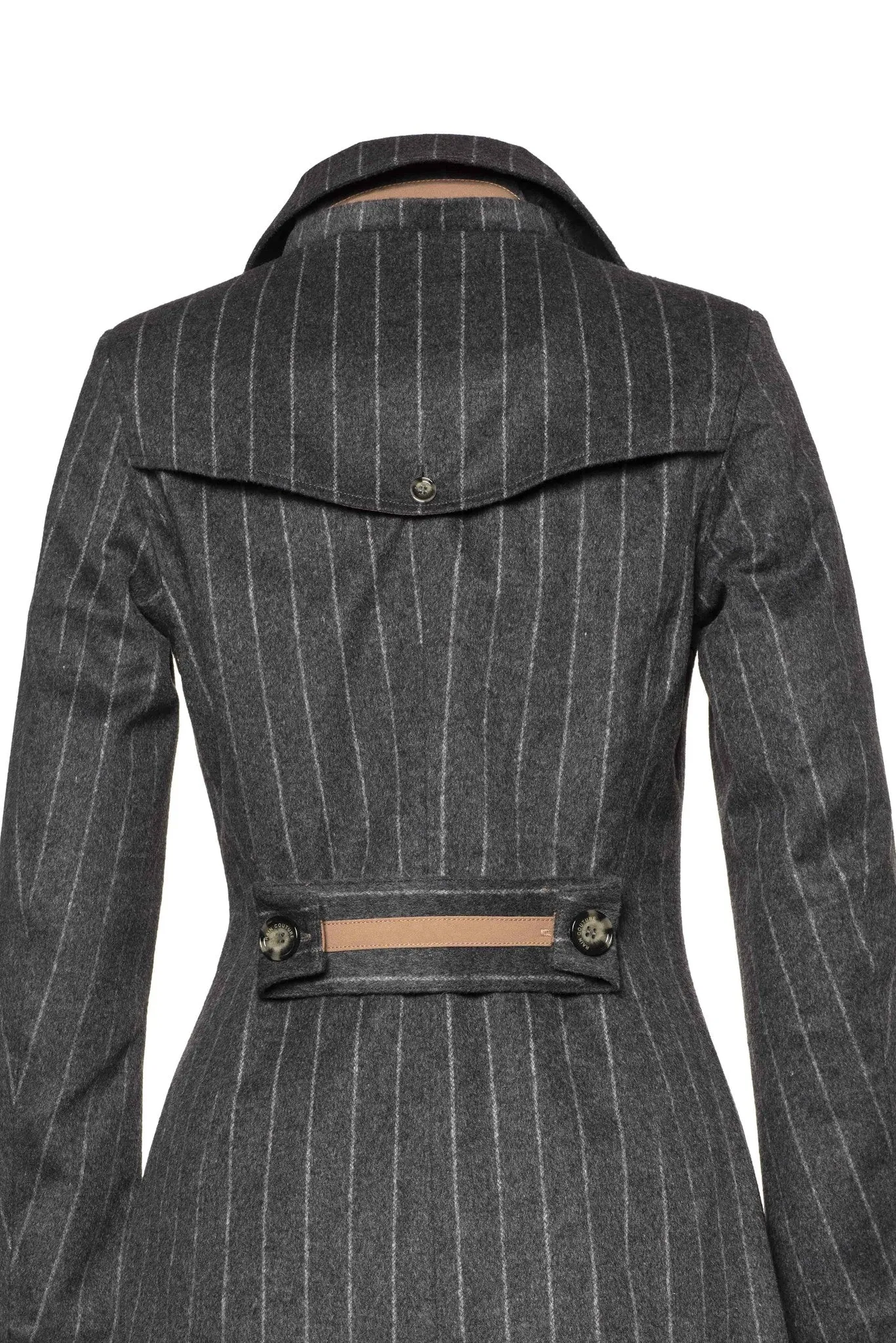 Maxi double breasted wrapcoat - Grey Wool Stripe