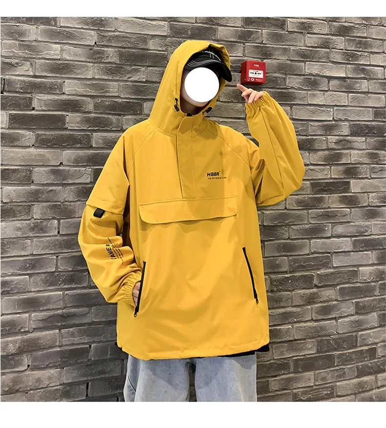 Men Bomber Jacket Mulit Pocket Cargo Jackets Steetwear Spring Hip Hop Windbreaker Coats Korean Fashion Hooded Coat