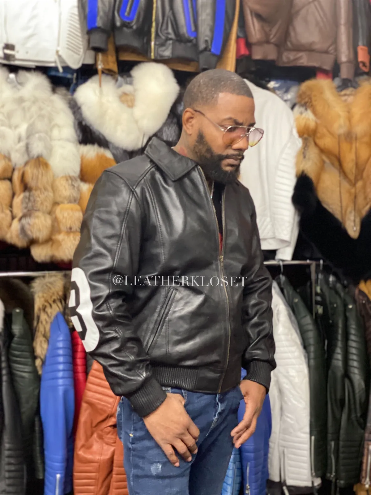 Men's 8 Ball Leather Jacket [Black/White]