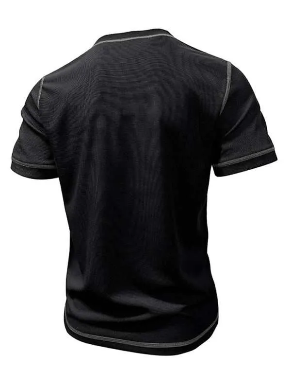 Men's American Vintage Henley Collar Short Sleeve T-Shirt