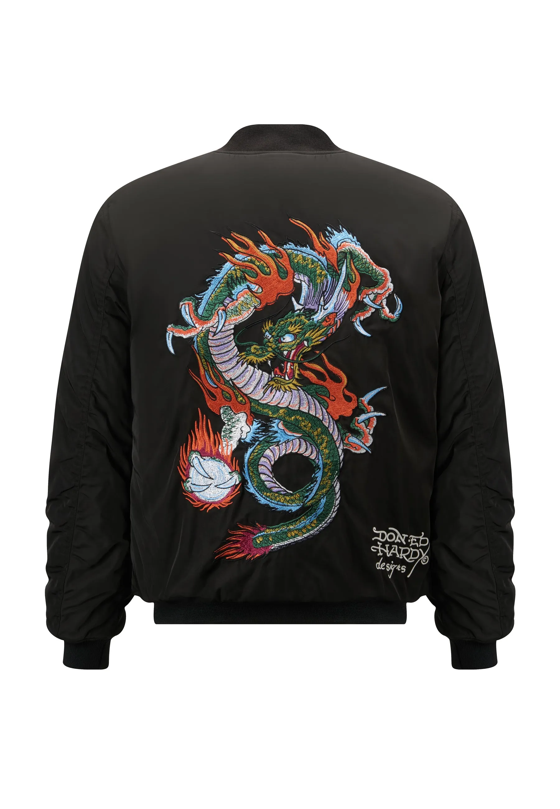 Mens Dragon-Head-Deh Bomber Jacket - Black