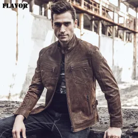 Men's Retro Leather Bomber Jacket