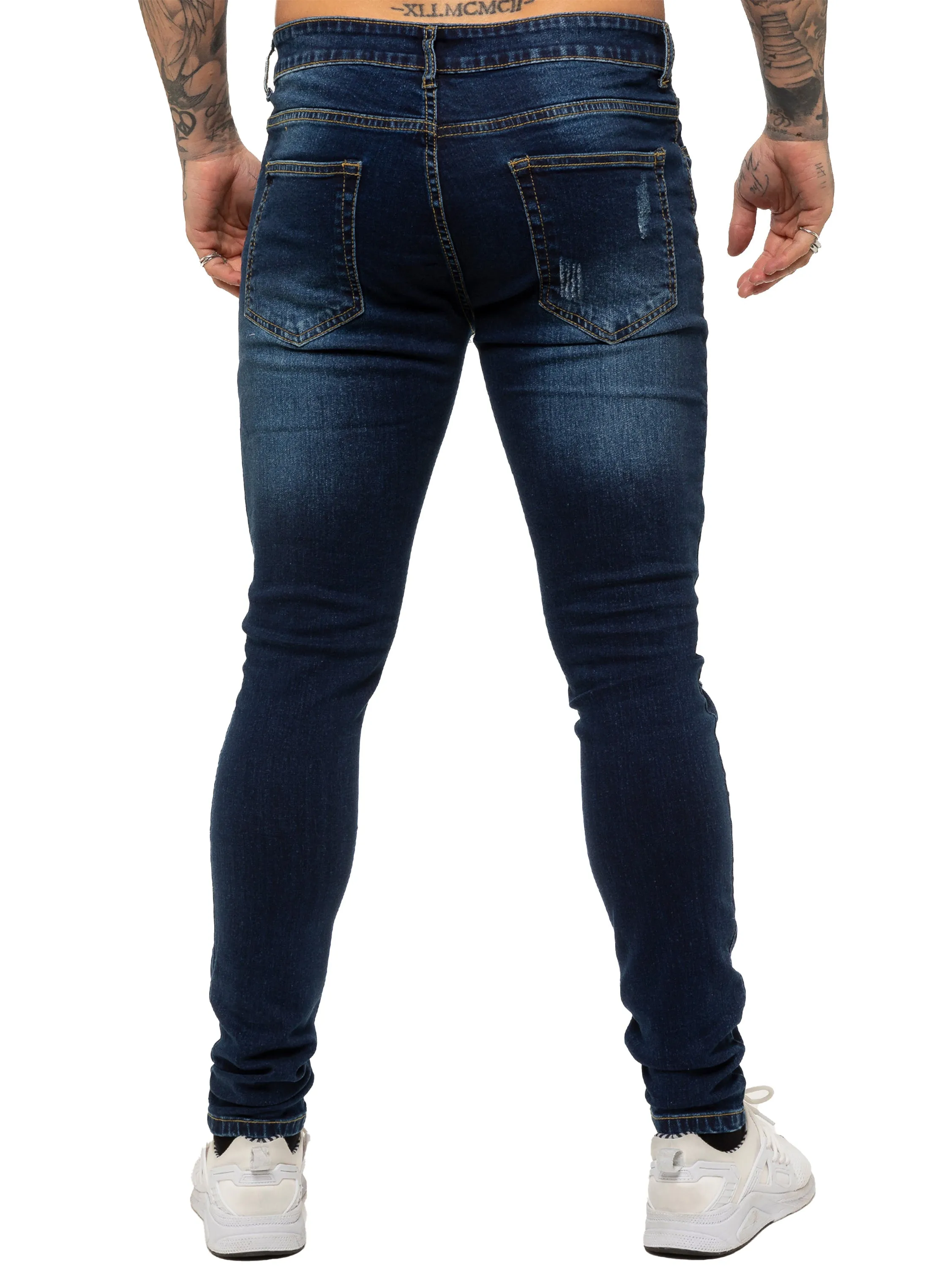 Mens Super Skinny Stretch Ripped Jeans | Enzo Designer Menswear