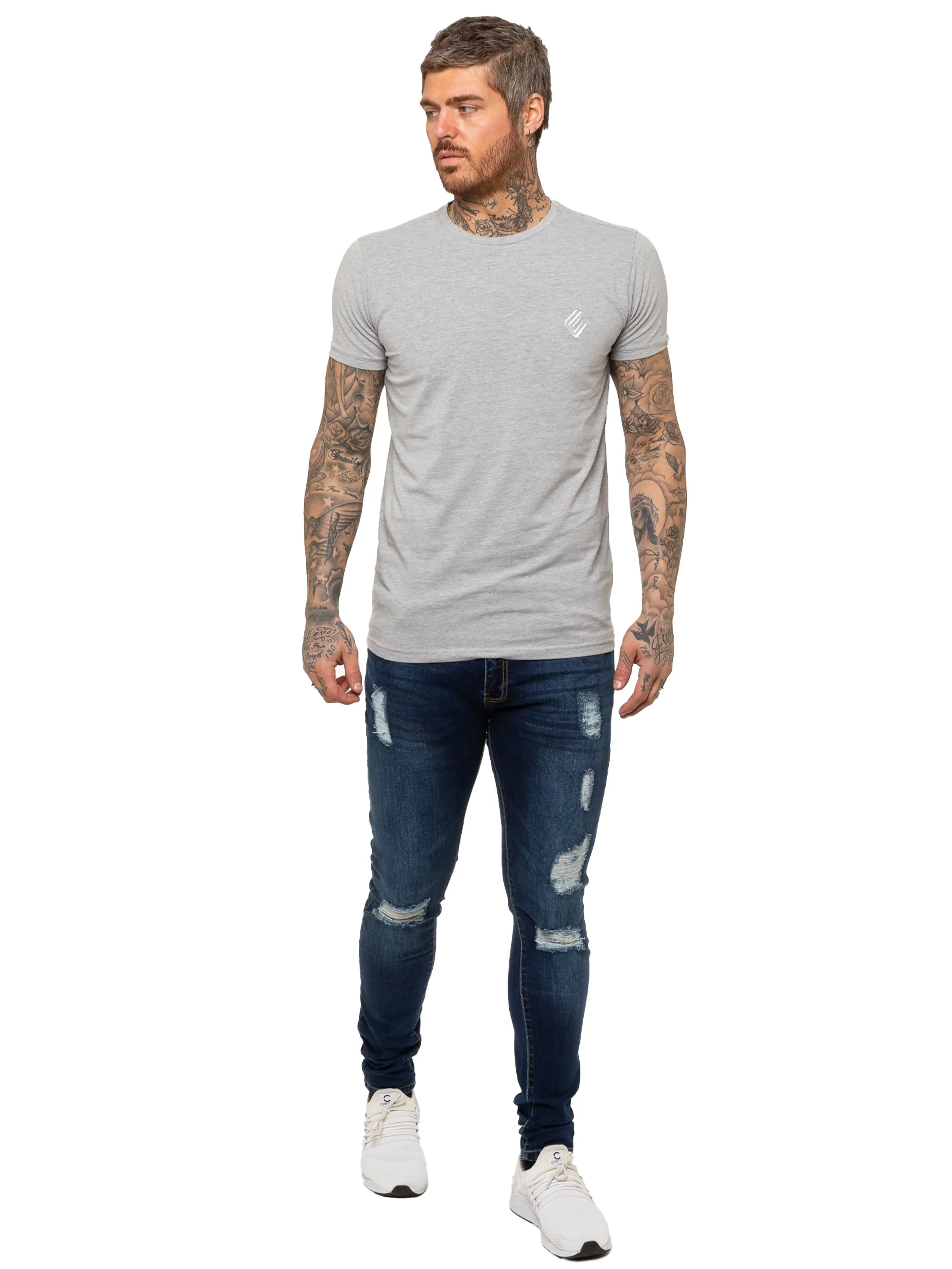 Mens Super Skinny Stretch Ripped Jeans | Enzo Designer Menswear