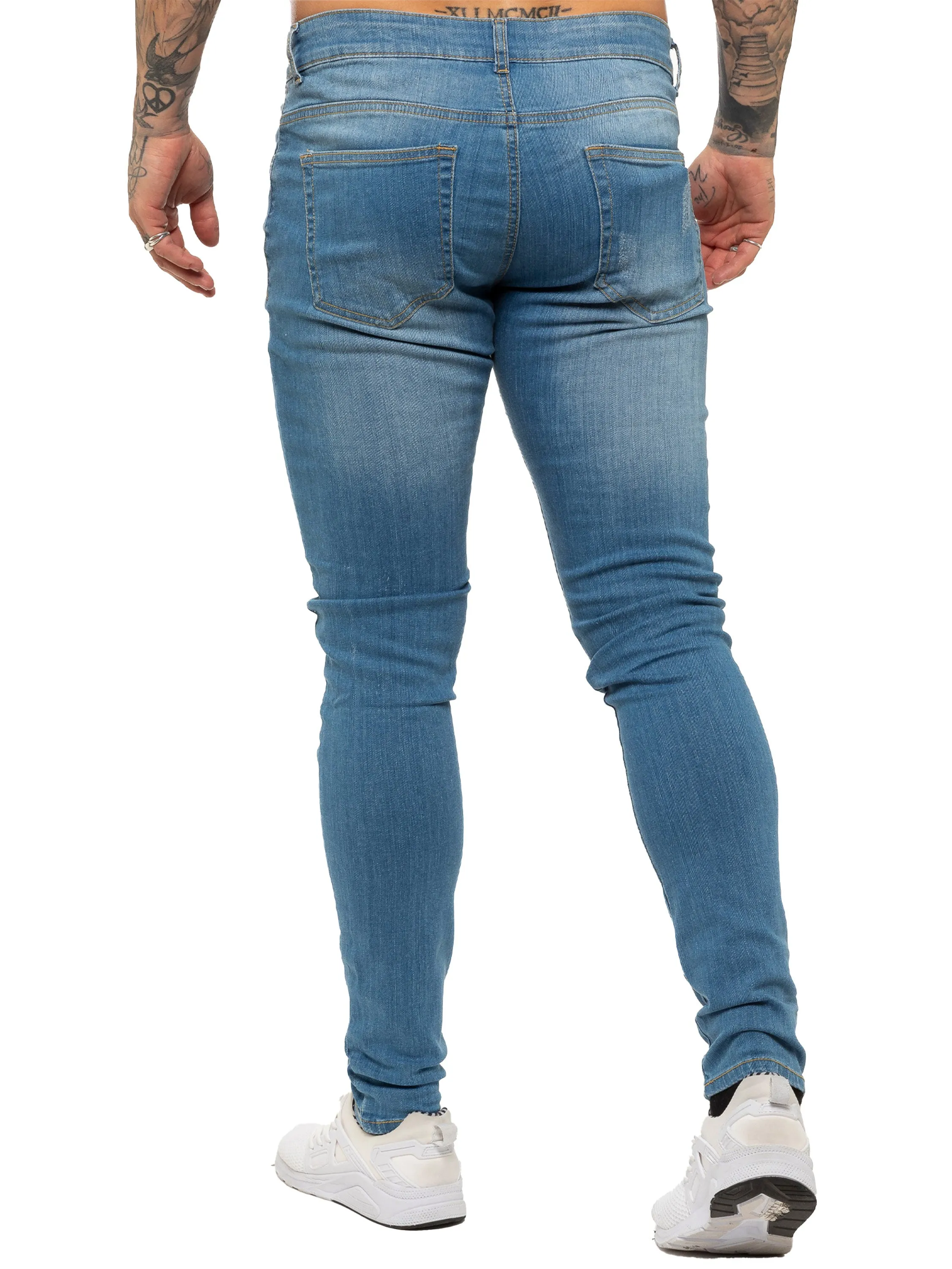 Mens Super Skinny Stretch Ripped Jeans | Enzo Designer Menswear