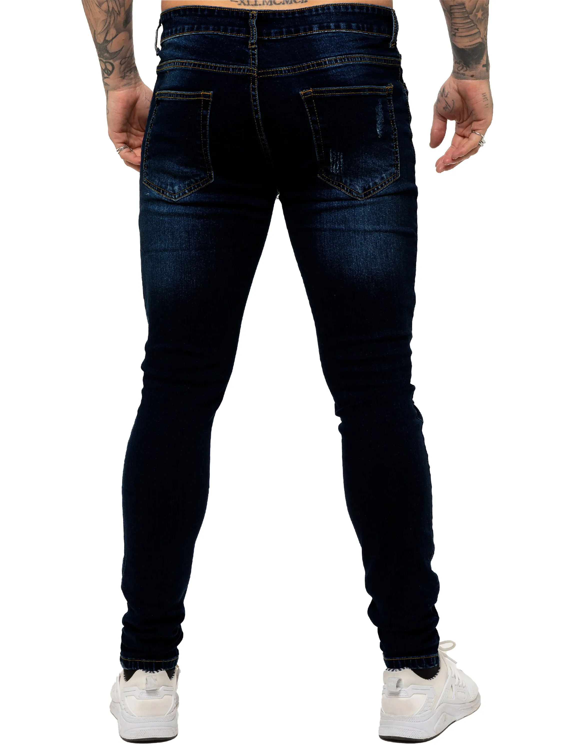 Mens Super Skinny Stretch Ripped Jeans | Enzo Designer Menswear