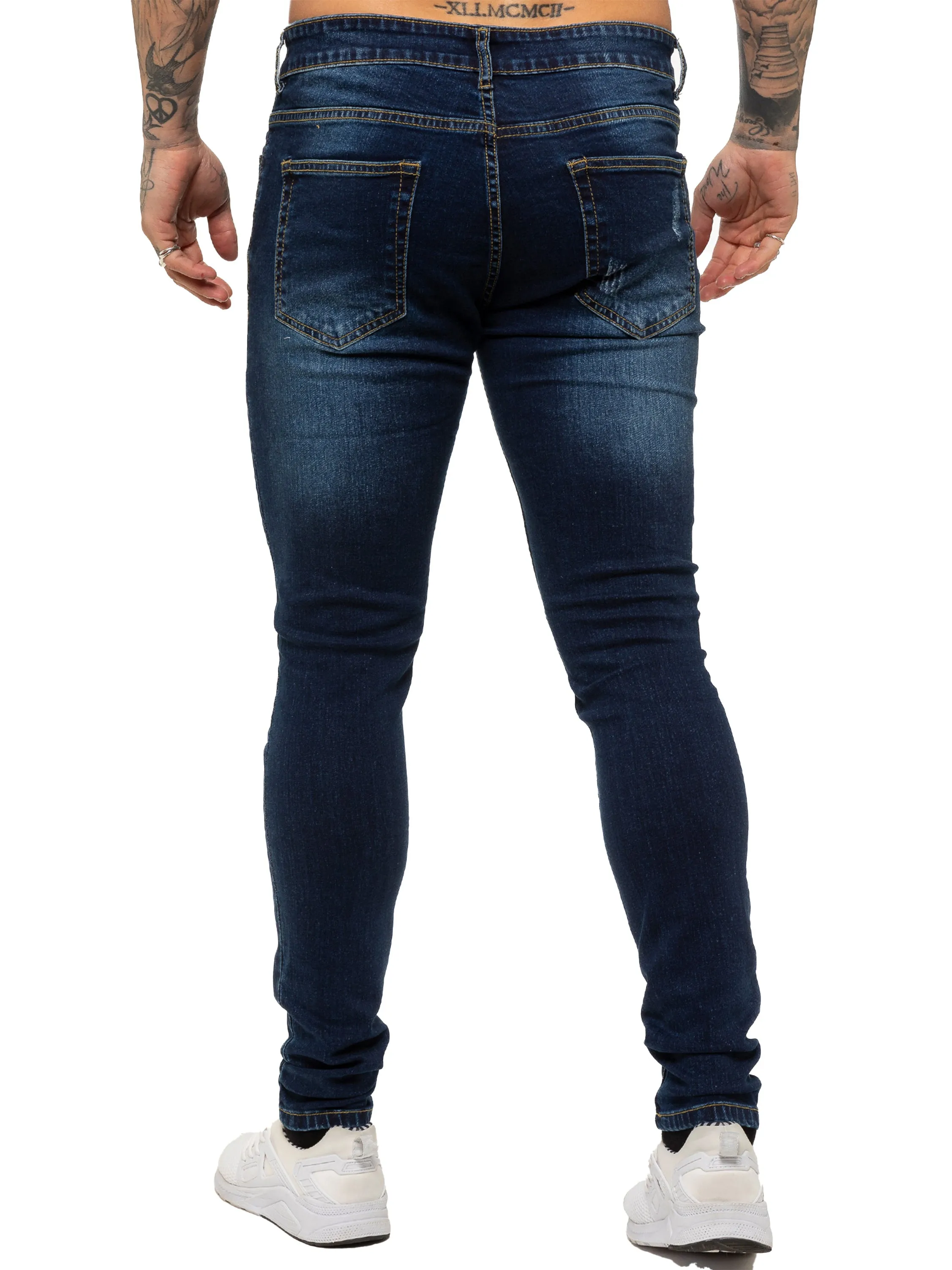 Mens Super Skinny Stretch Ripped Jeans | Enzo Designer Menswear