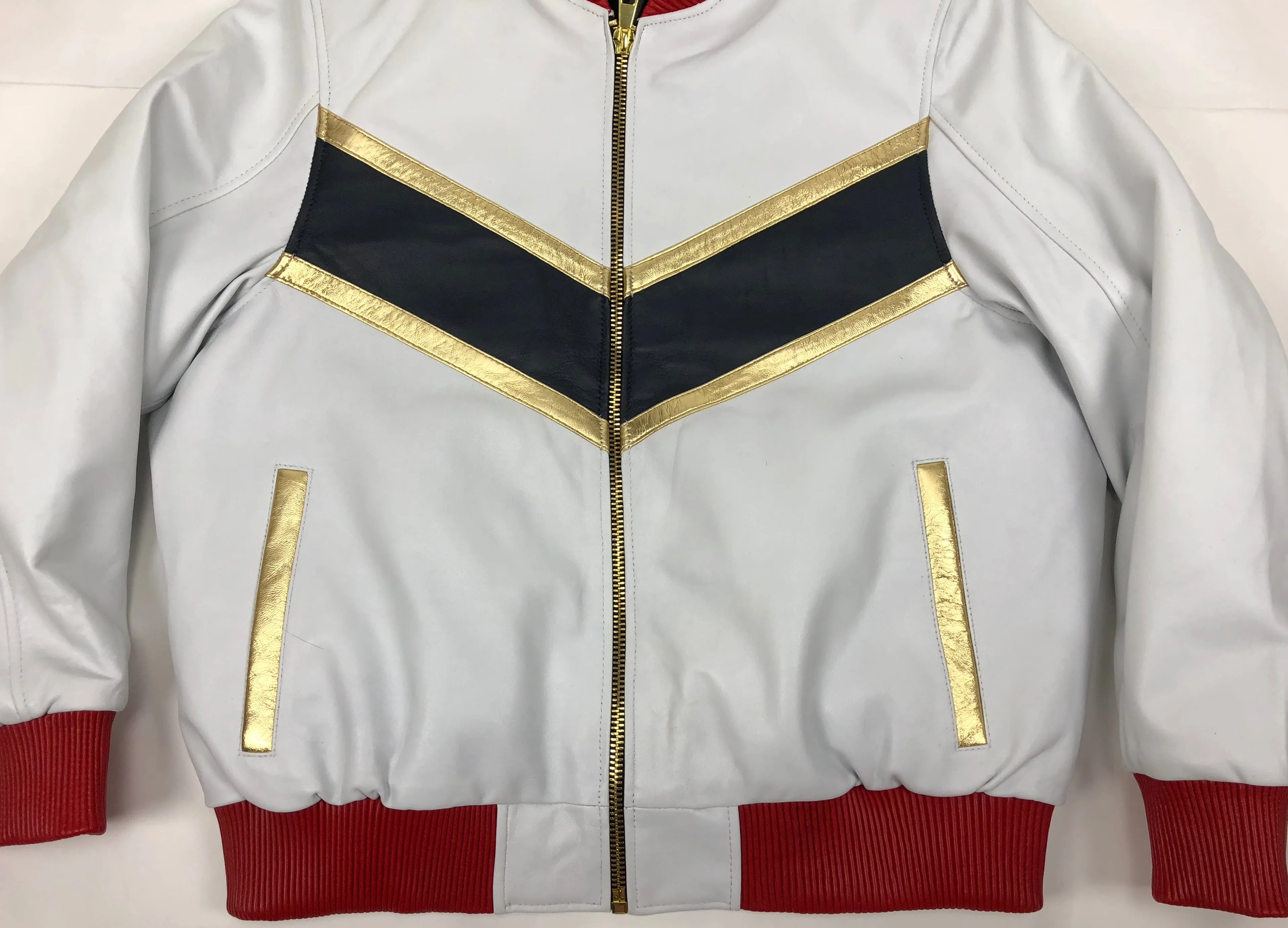 Men's V-Bomber Baseball Jacket [Gold/White/Navy]