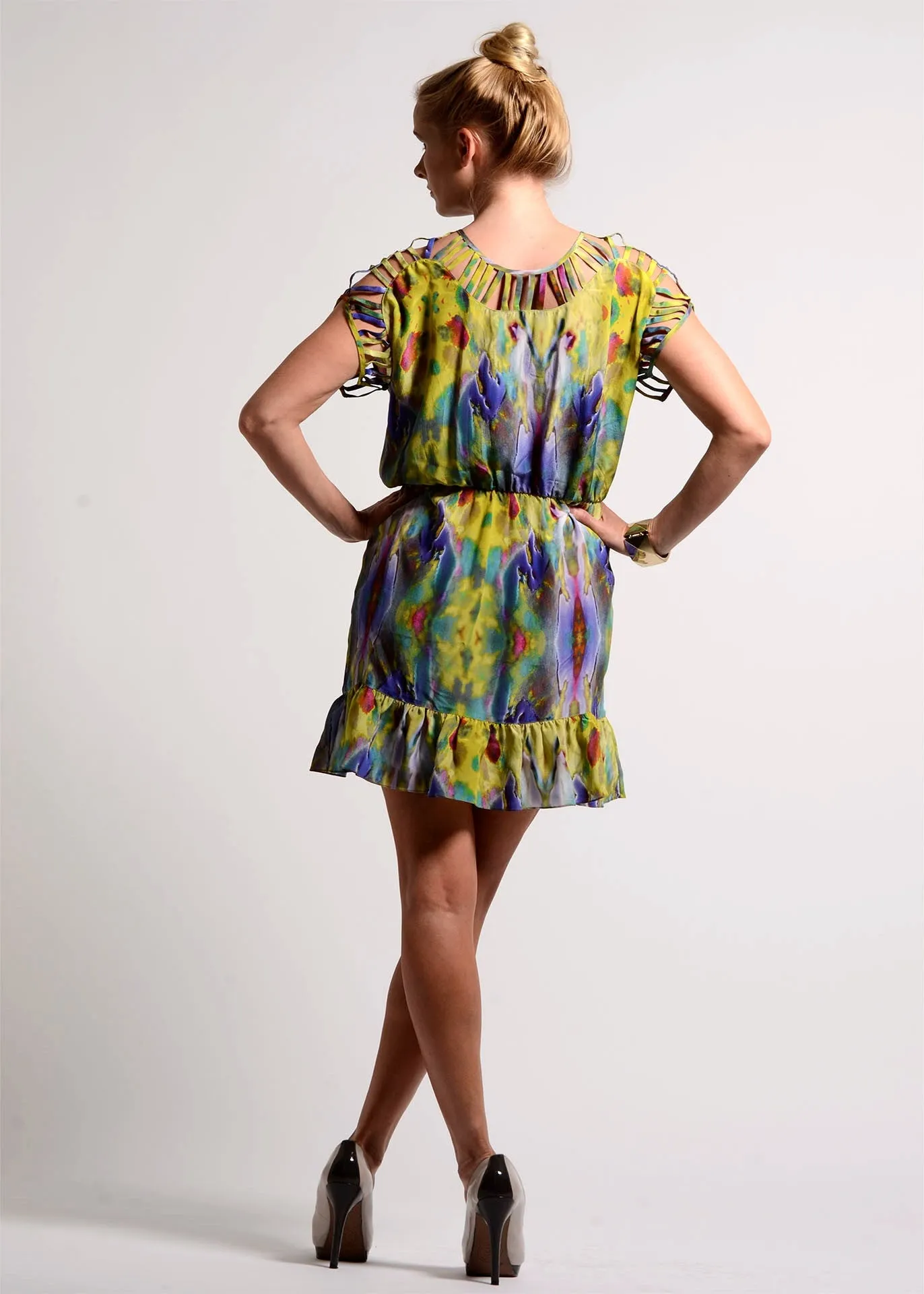 Multi color digital print dress