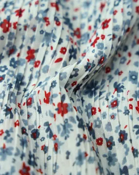 MULTICOLOR SMALL FLOWERS POLYESTER PLEATED FABRIC