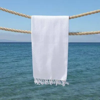 New - Summer Fun Pestemal Beach Towel White - Linum Home Textiles: Lightweight Turkish Cotton, Machine Washable