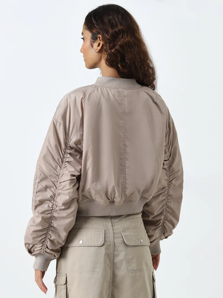 Nuon Beige Bomber Jacket