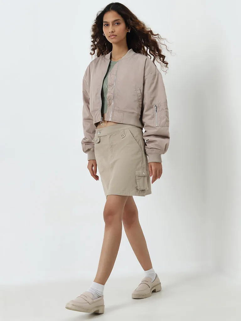 Nuon Beige Bomber Jacket