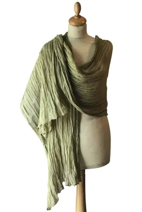 Olive Cotton Crinkled Stole