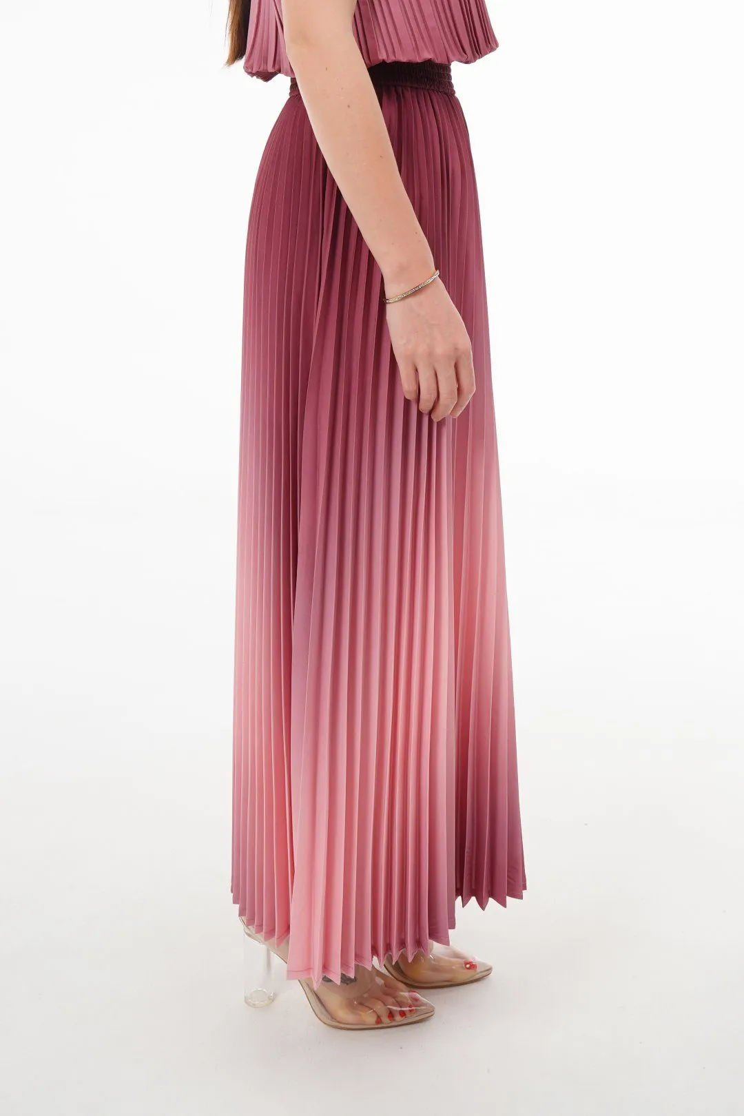 Ombre Palazzo Pleated A-line Skirt