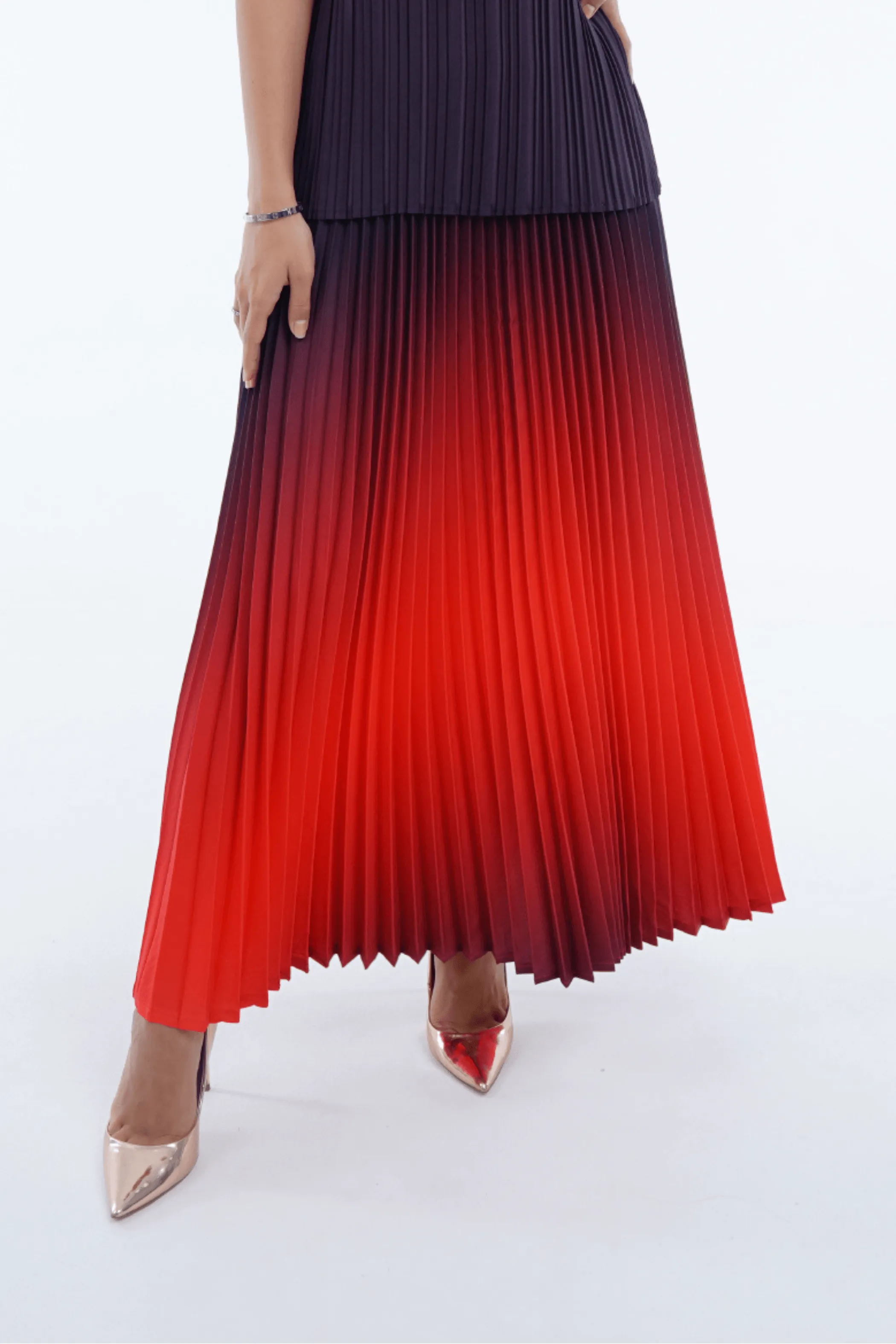 Ombre Palazzo Pleated A-line Skirt