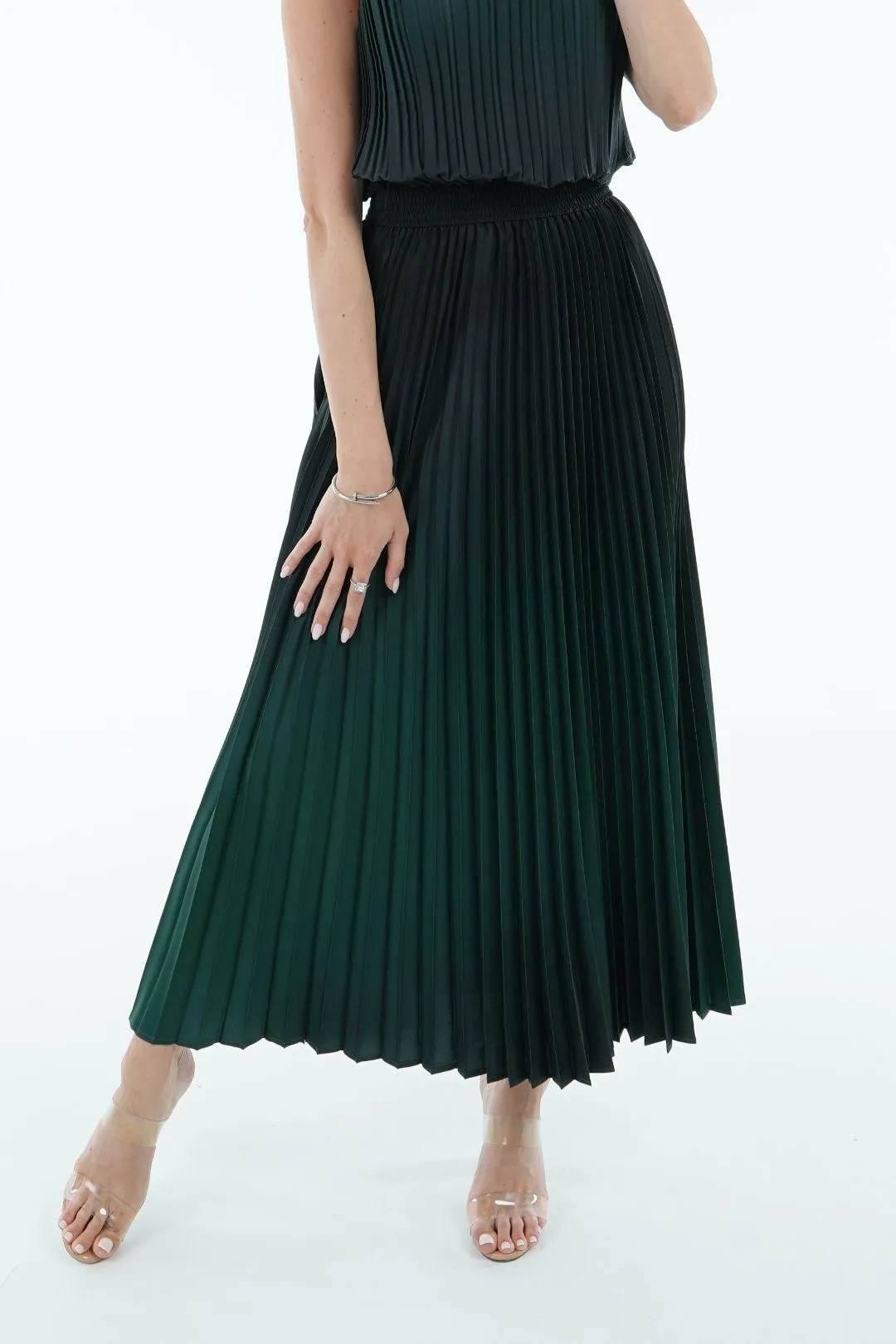 Ombre Palazzo Pleated A-line Skirt