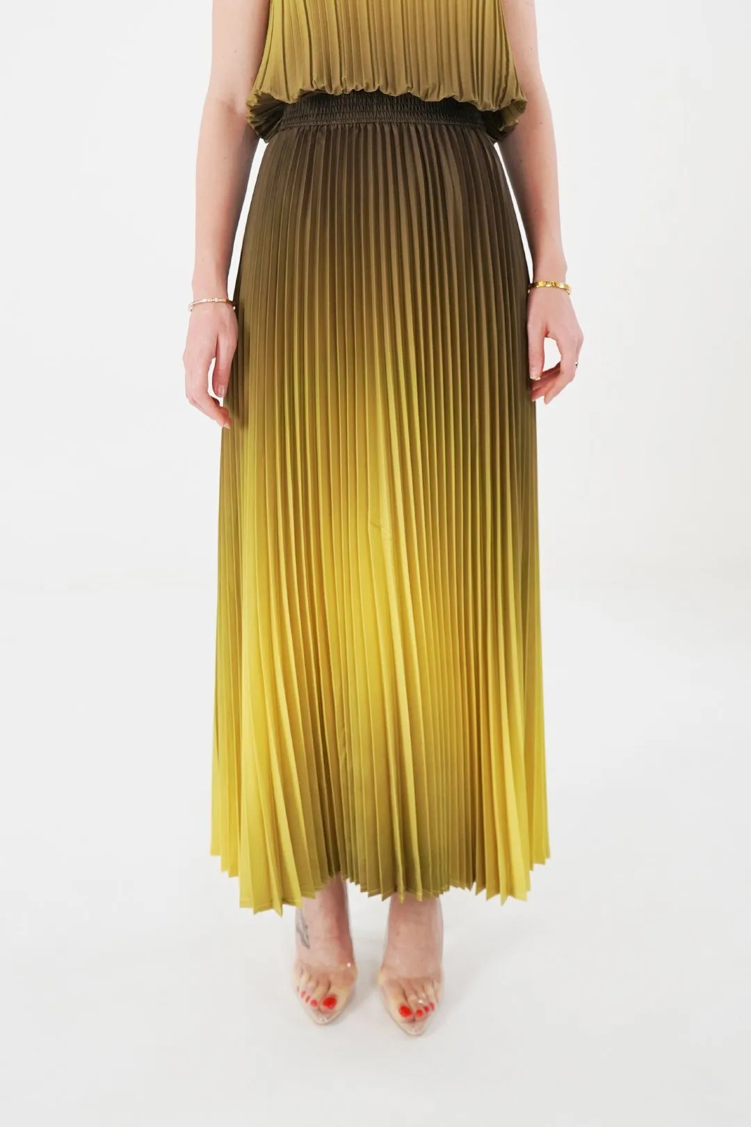 Ombre Palazzo Pleated A-line Skirt