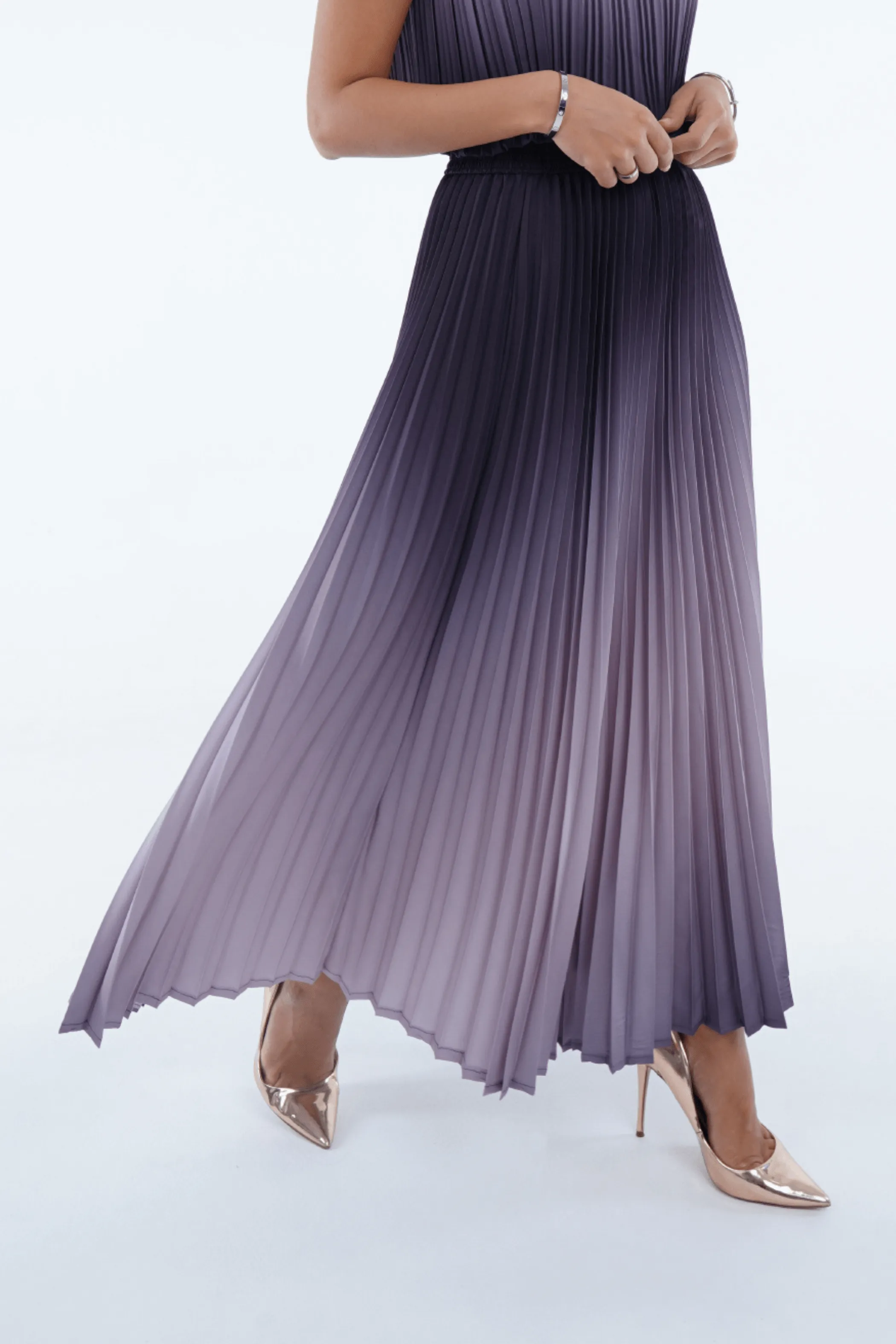 Ombre Palazzo Pleated A-line Skirt