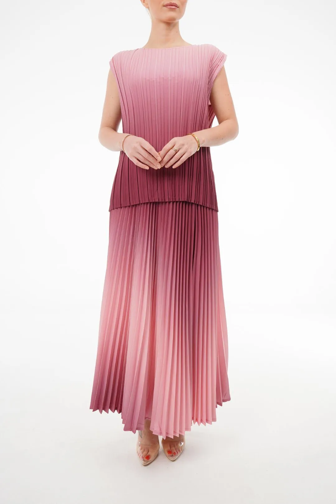 Ombre Palazzo Pleated A-line Skirt