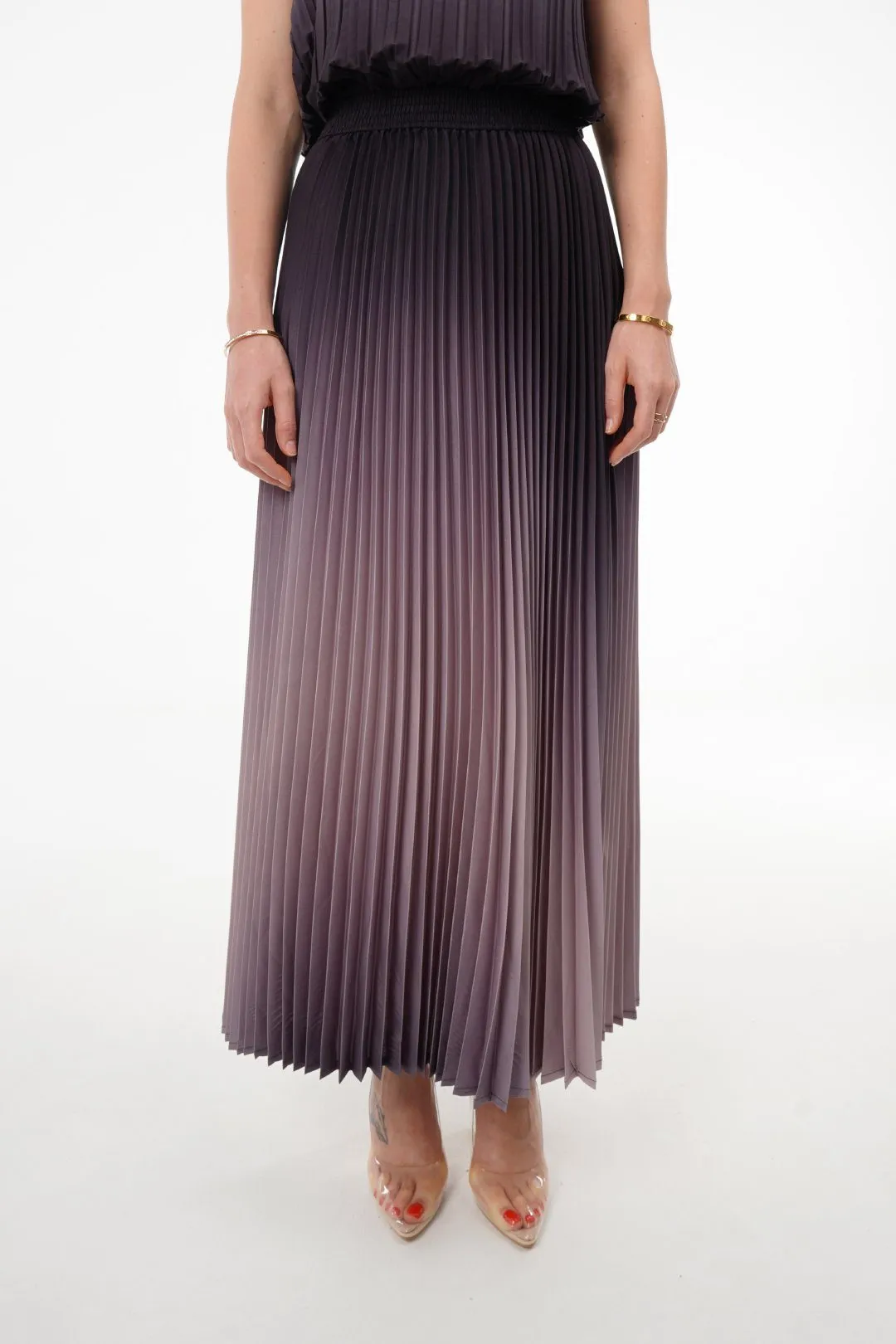 Ombre Palazzo Pleated A-line Skirt