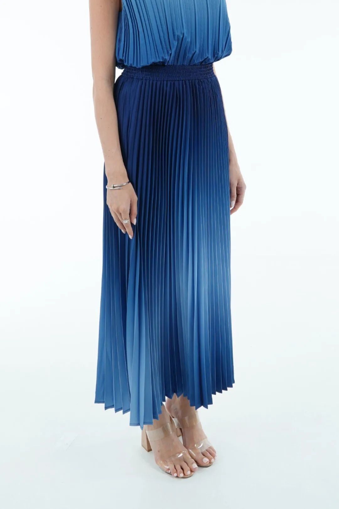 Ombre Palazzo Pleated A-line Skirt