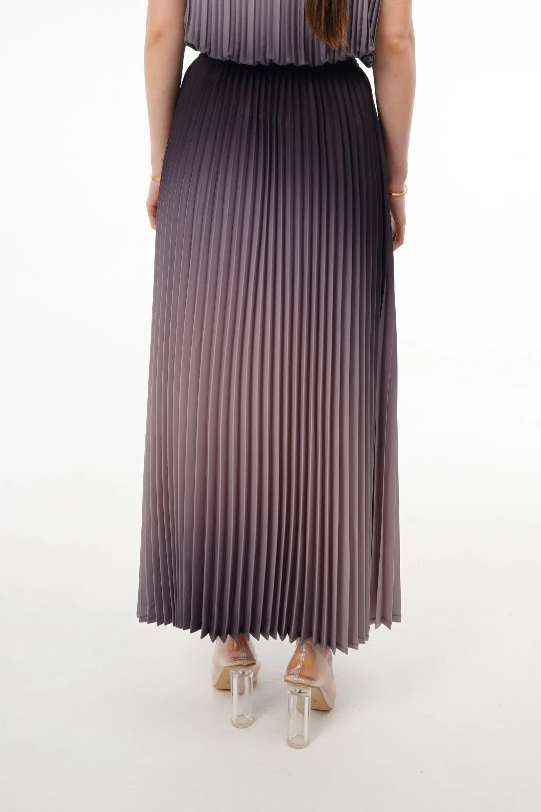 Ombre Palazzo Pleated A-line Skirt