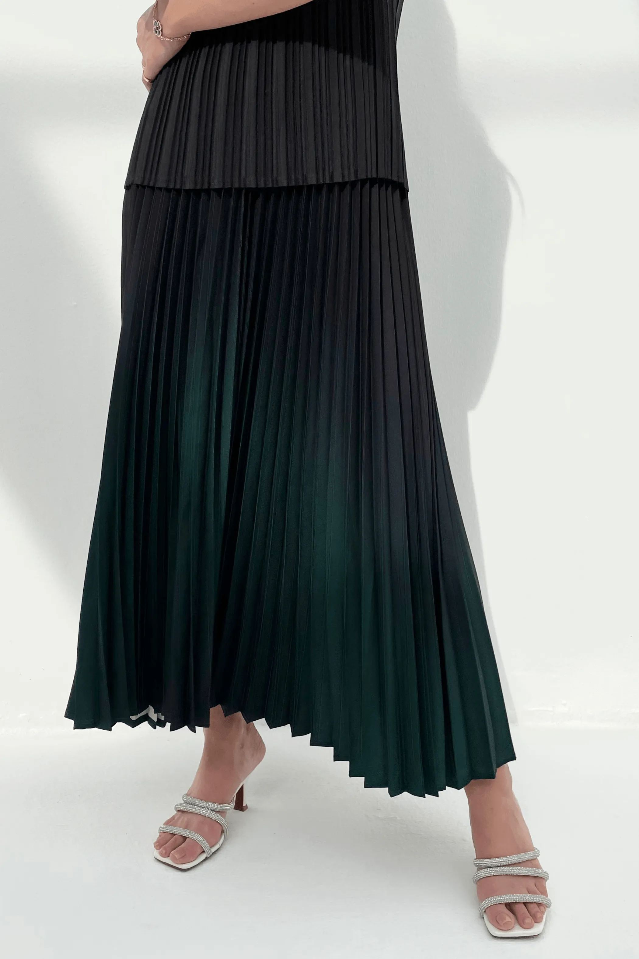 Ombre Palazzo Pleated A-line Skirt