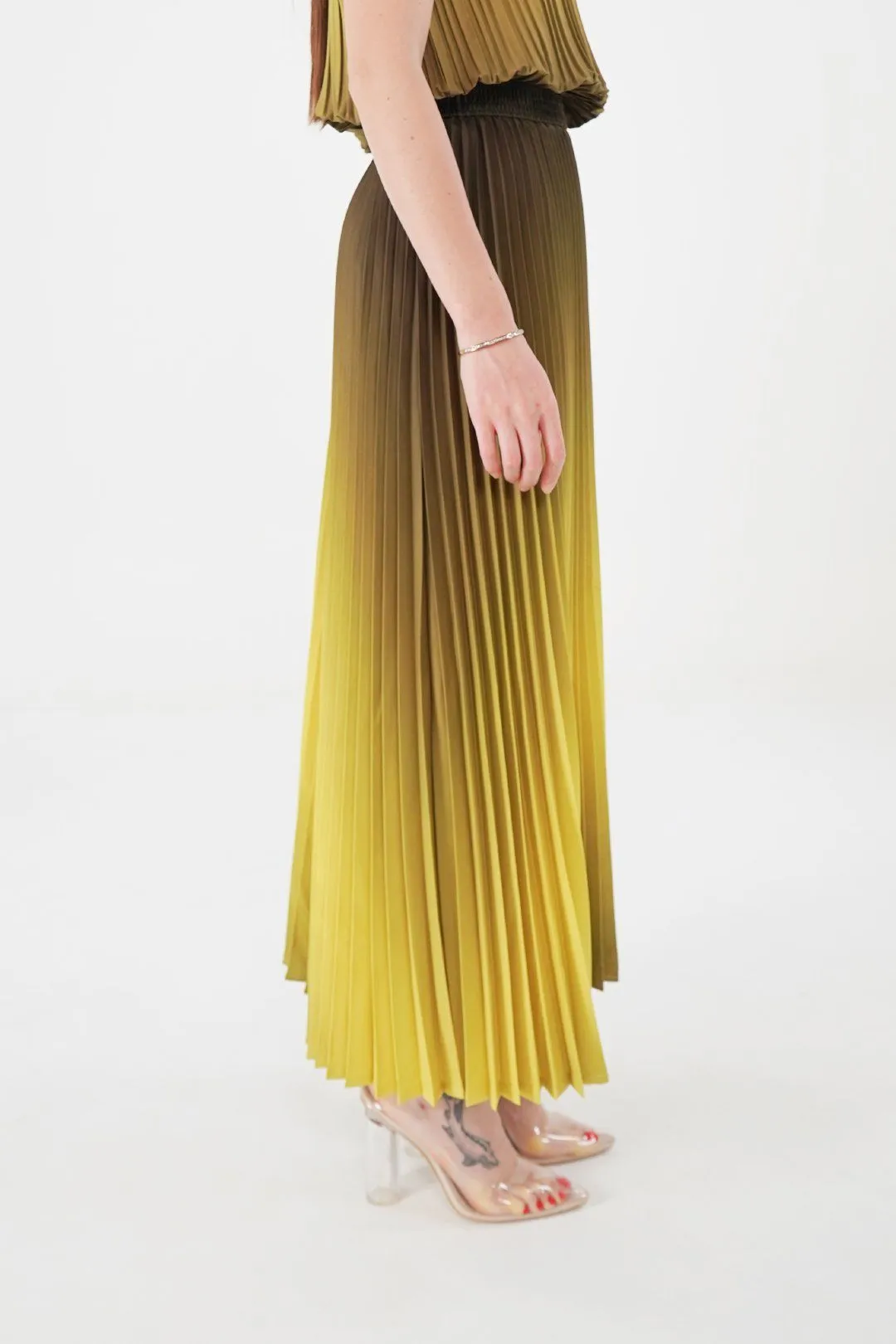 Ombre Palazzo Pleated A-line Skirt