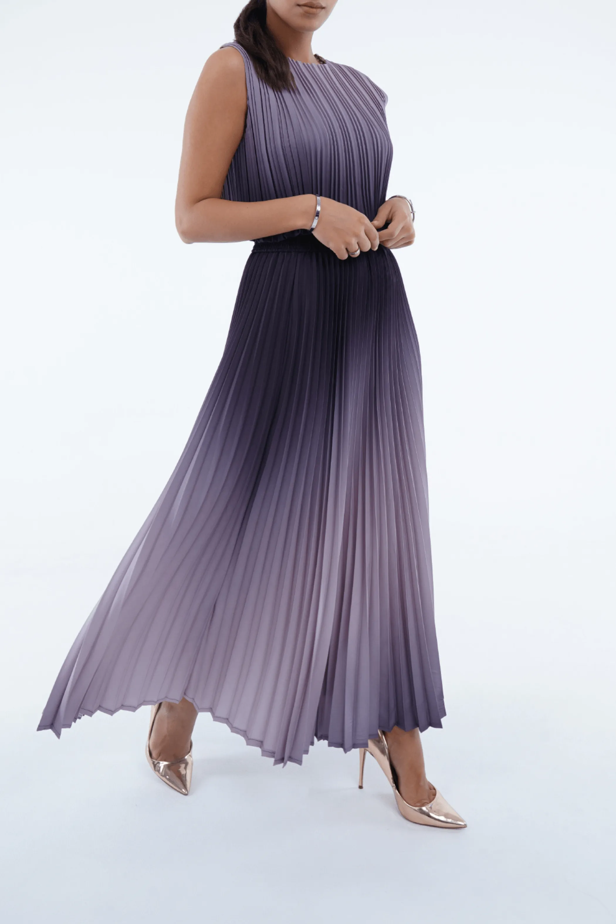 Ombre Palazzo Pleated A-line Skirt