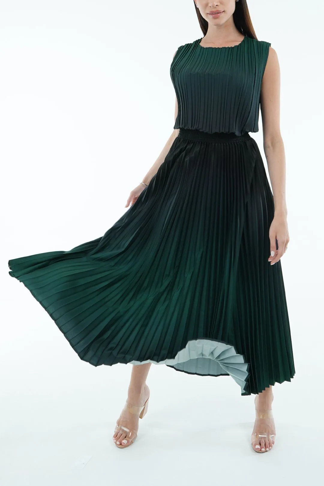 Ombre Palazzo Pleated A-line Skirt