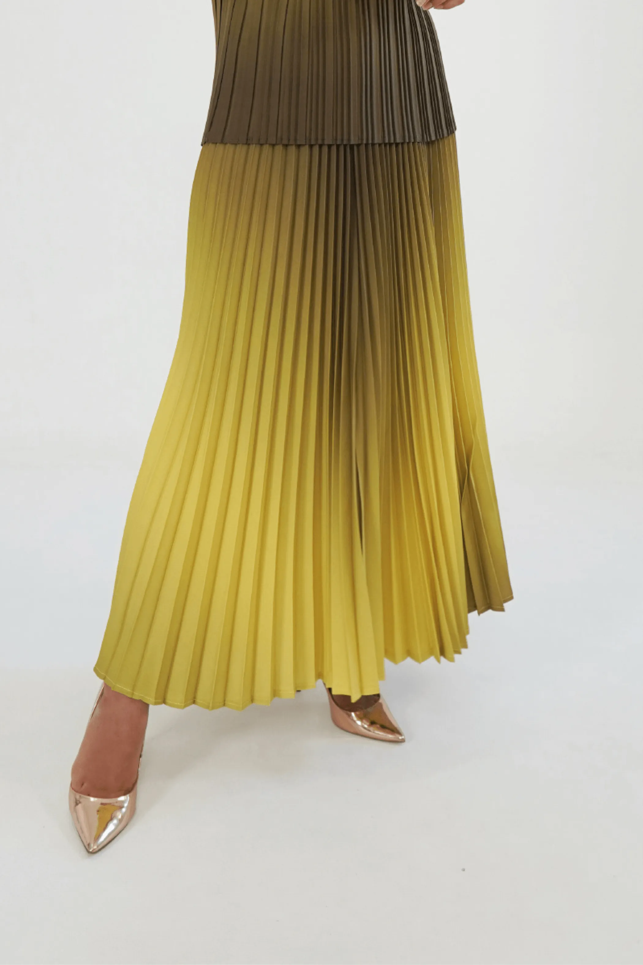 Ombre Palazzo Pleated A-line Skirt