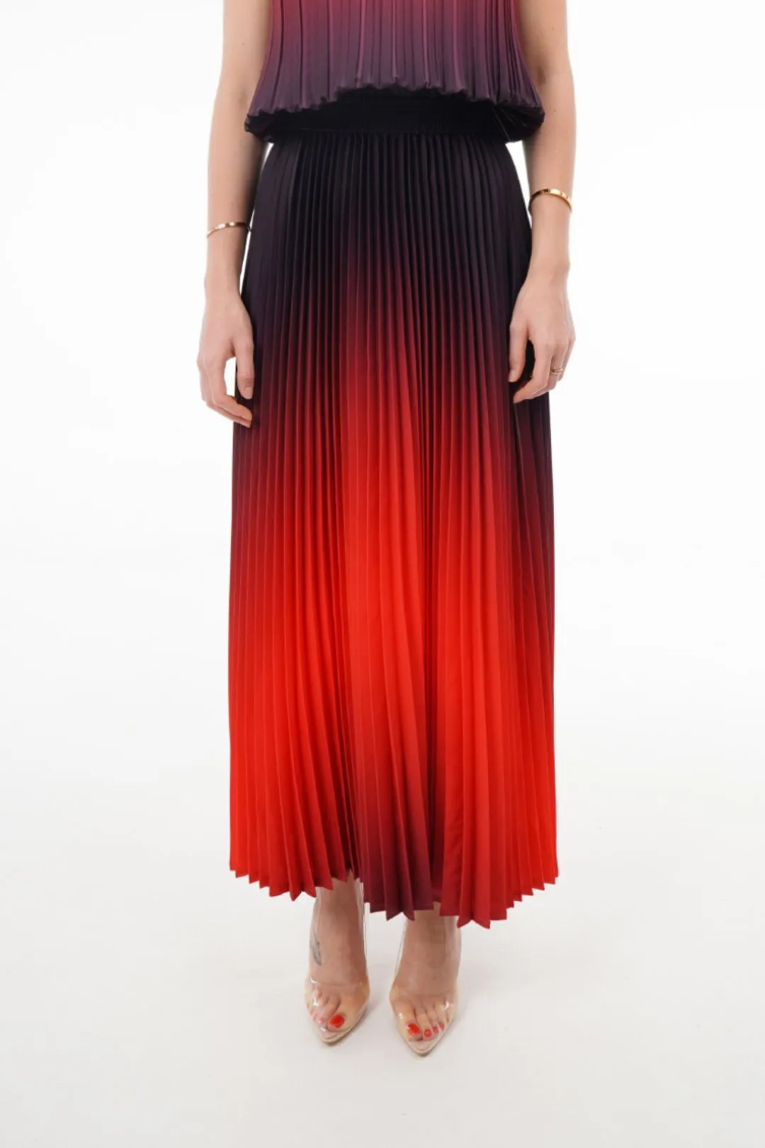 Ombre Palazzo Pleated A-line Skirt