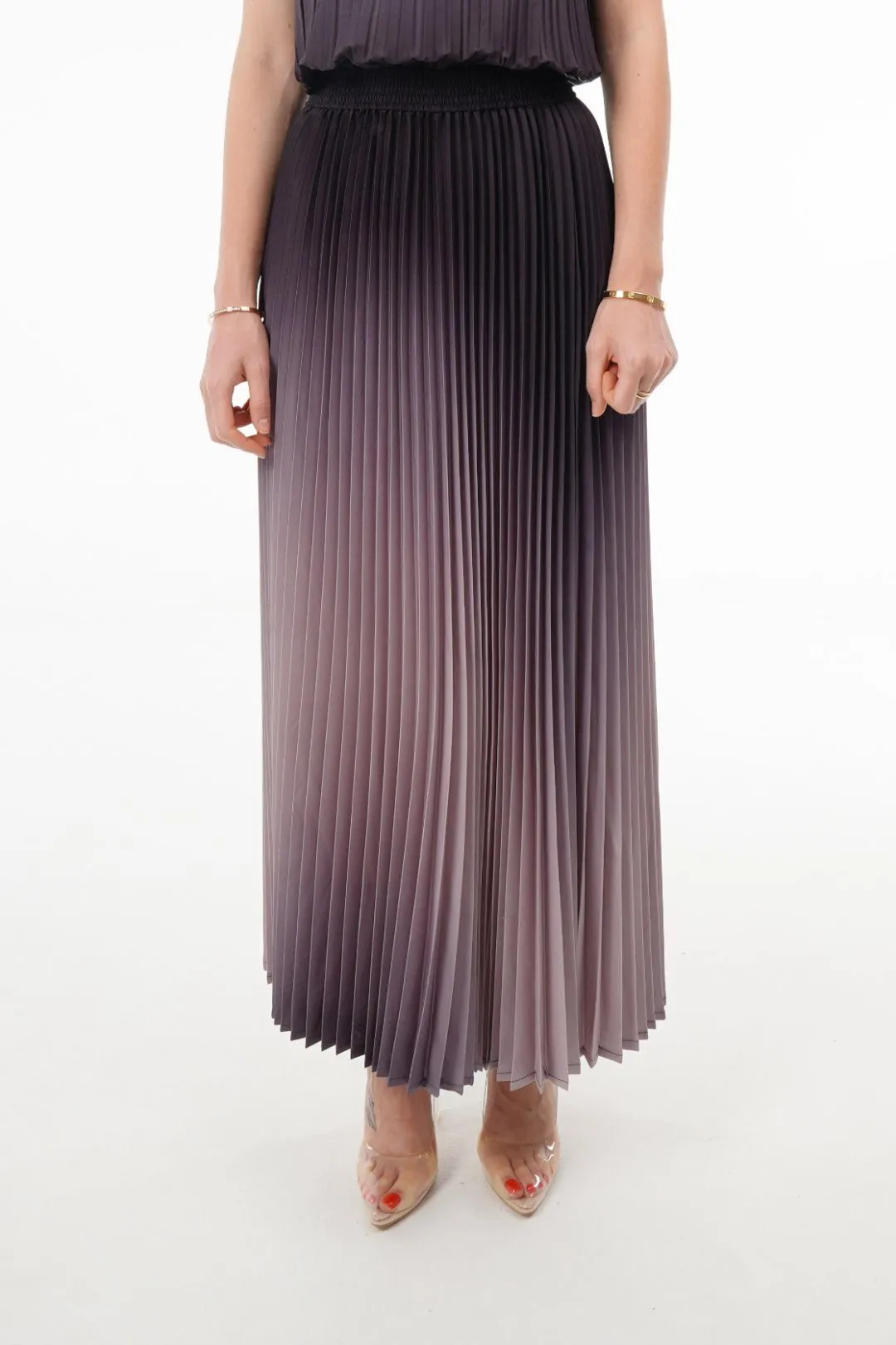 Ombre Palazzo Pleated A-line Skirt