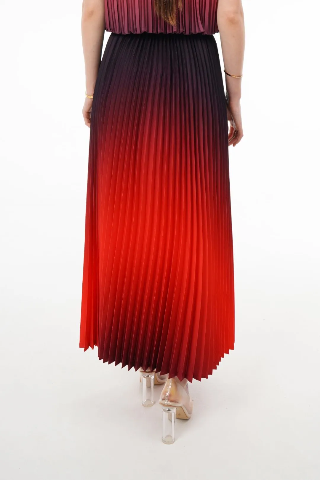 Ombre Palazzo Pleated A-line Skirt