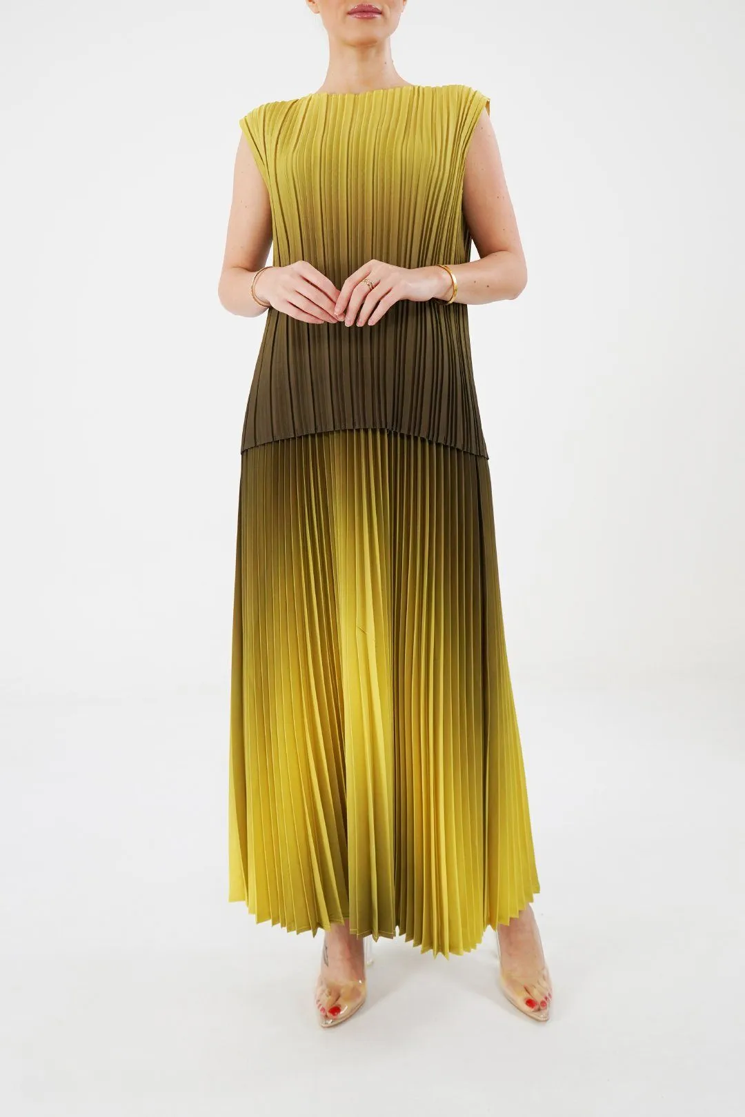 Ombre Palazzo Pleated A-line Skirt