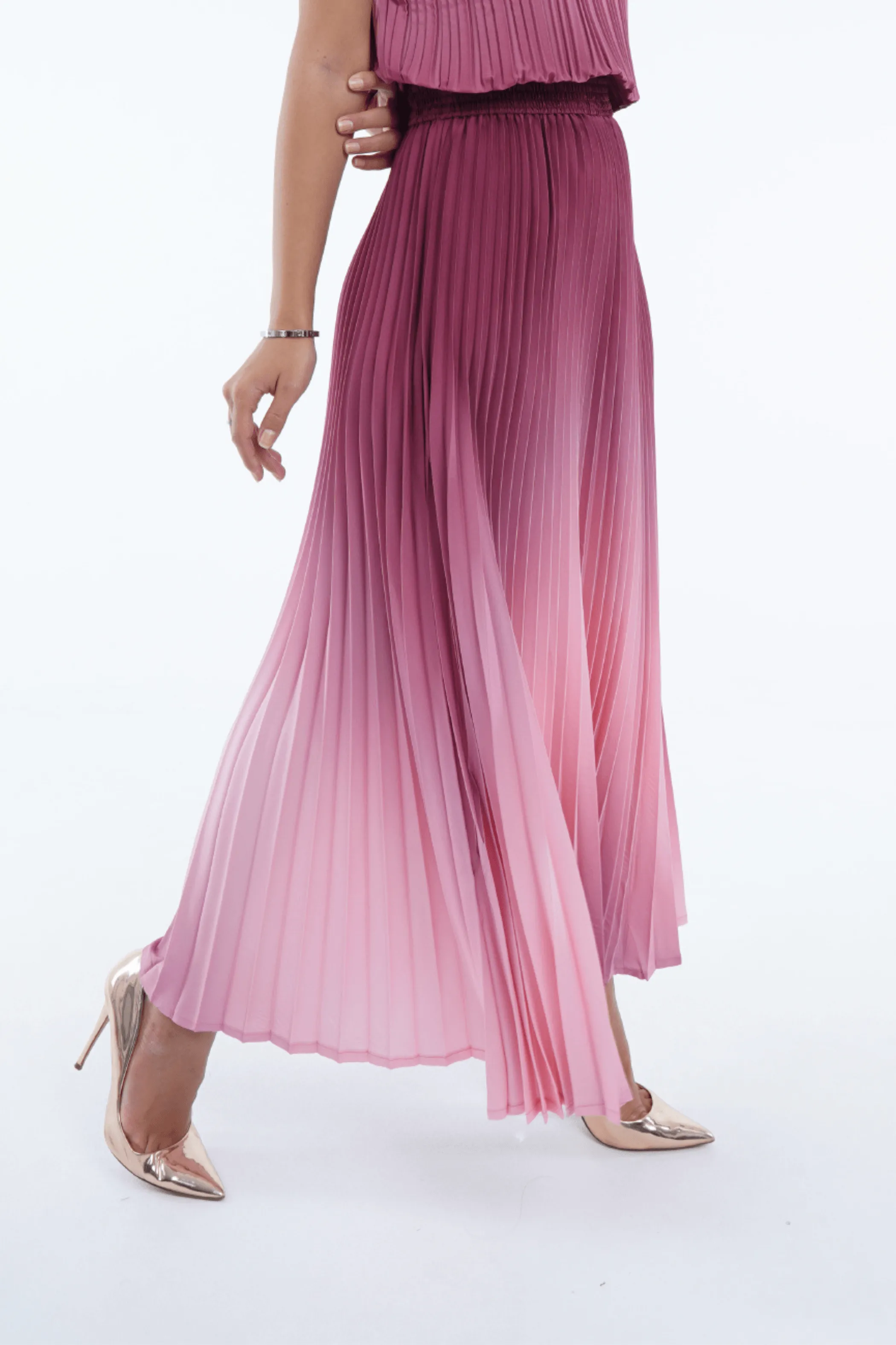 Ombre Palazzo Pleated A-line Skirt