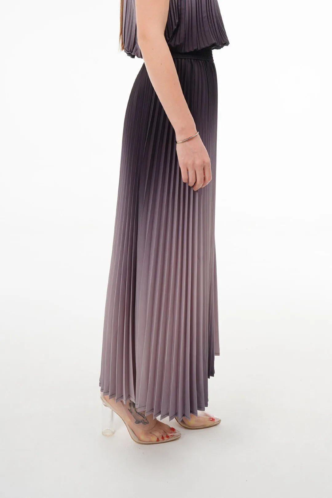 Ombre Palazzo Pleated A-line Skirt