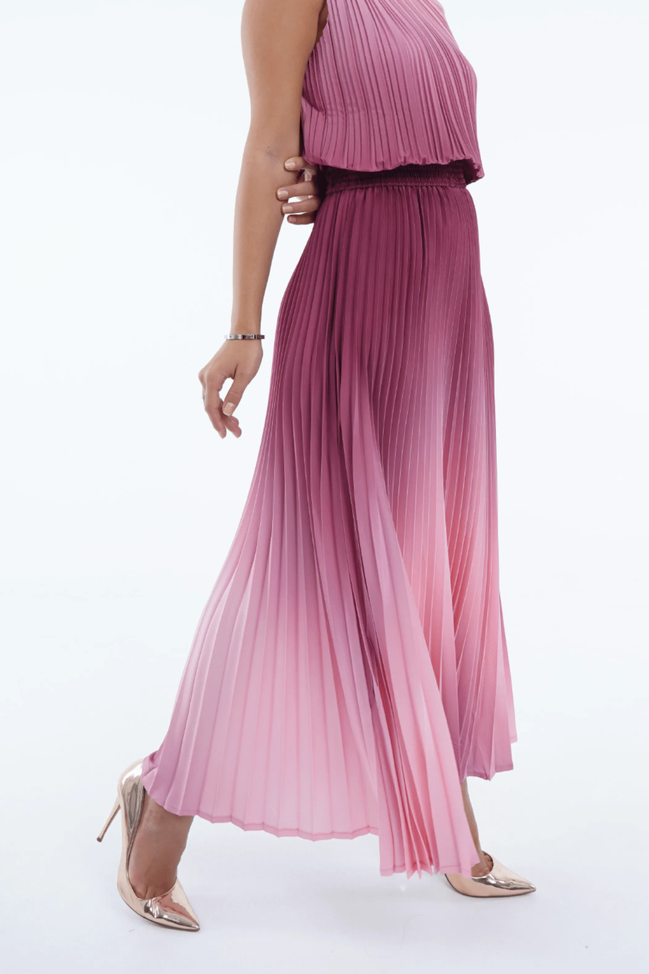 Ombre Palazzo Pleated A-line Skirt