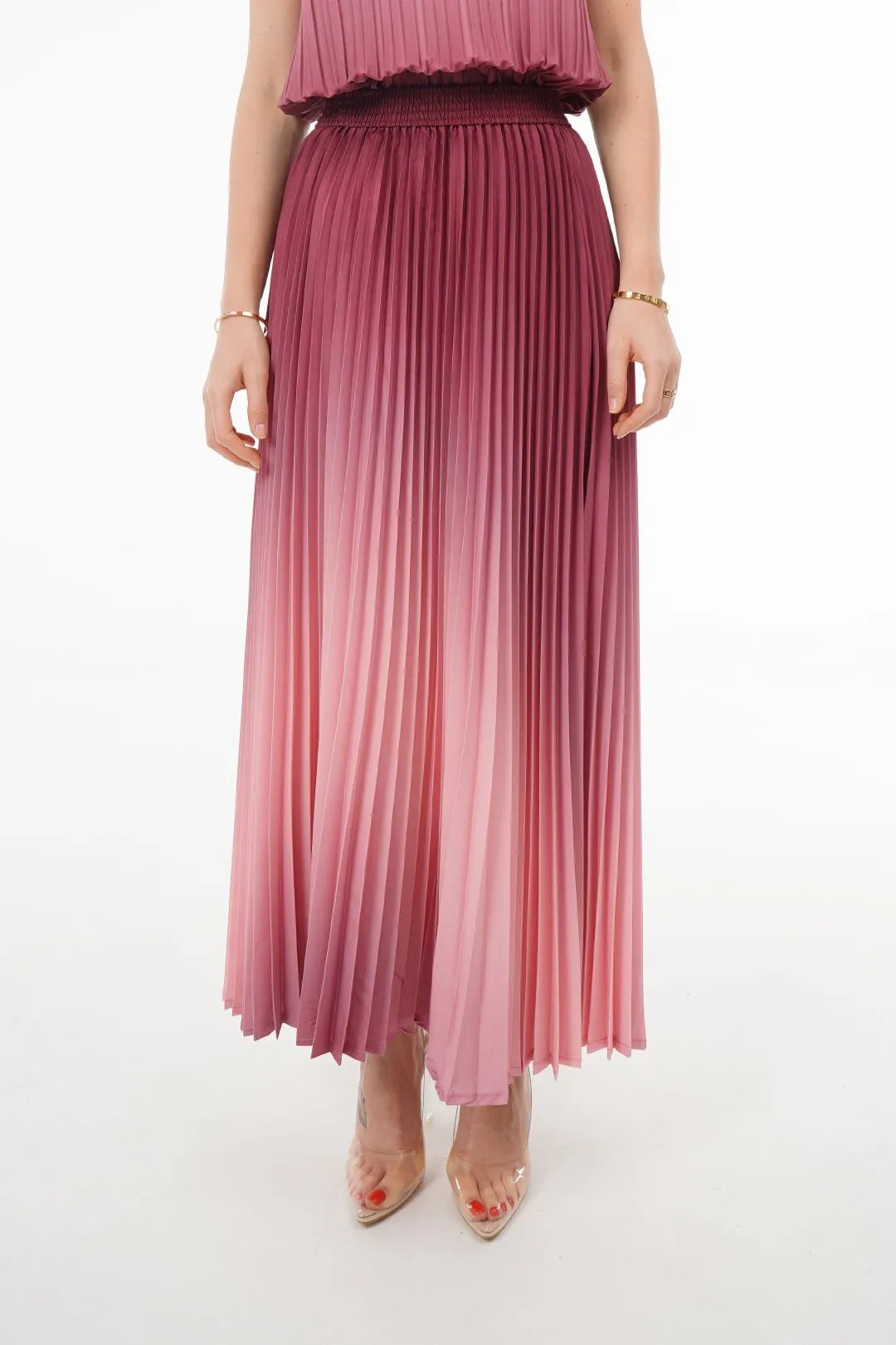 Ombre Palazzo Pleated A-line Skirt